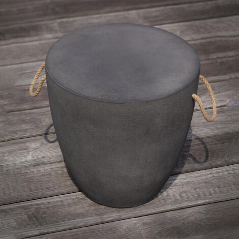 BABEL - Tabouret en Résine Finition Béton - Gris Foncé - Design Moderne, Robuste et Polyvalent pour Intérieur ou Extérieur