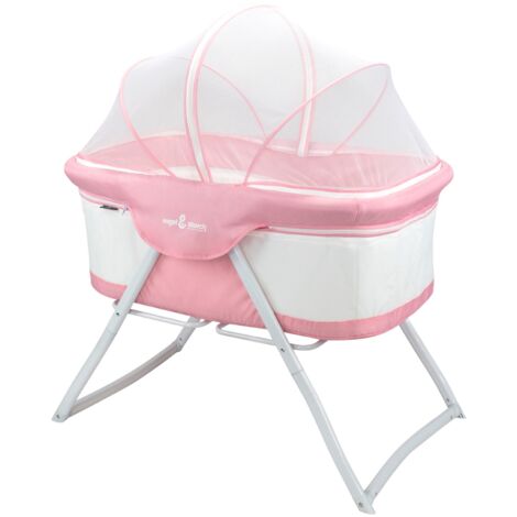 Baby Babybett BEBITO Reisebett Beistellbett mit Moskitonetz und Tragetasche - Pink