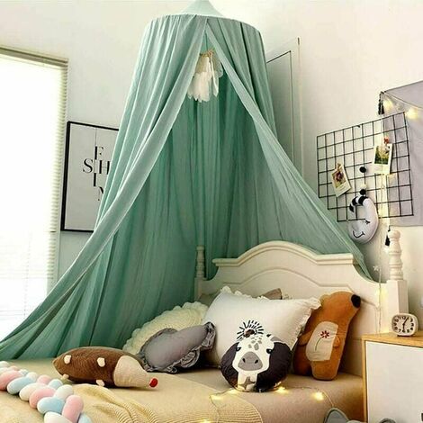 Baby Bed Canopy, Kids Mosquito Net, Lace Canopy for Girls, Canopy Bed Curtain for Play, Reading, Bedroom, Dressing Room (Green)