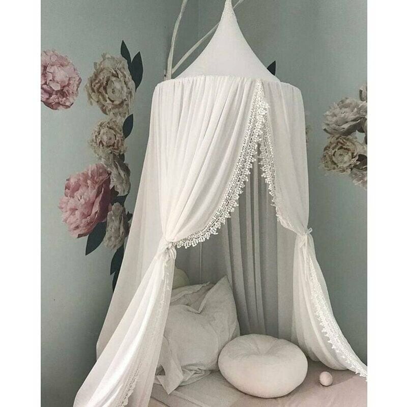 Baby Bed Canopy Kids Room Decor Mosquito Net Cotton Dome Kids Princess Games Tents Baby Room Decor White 24060CM