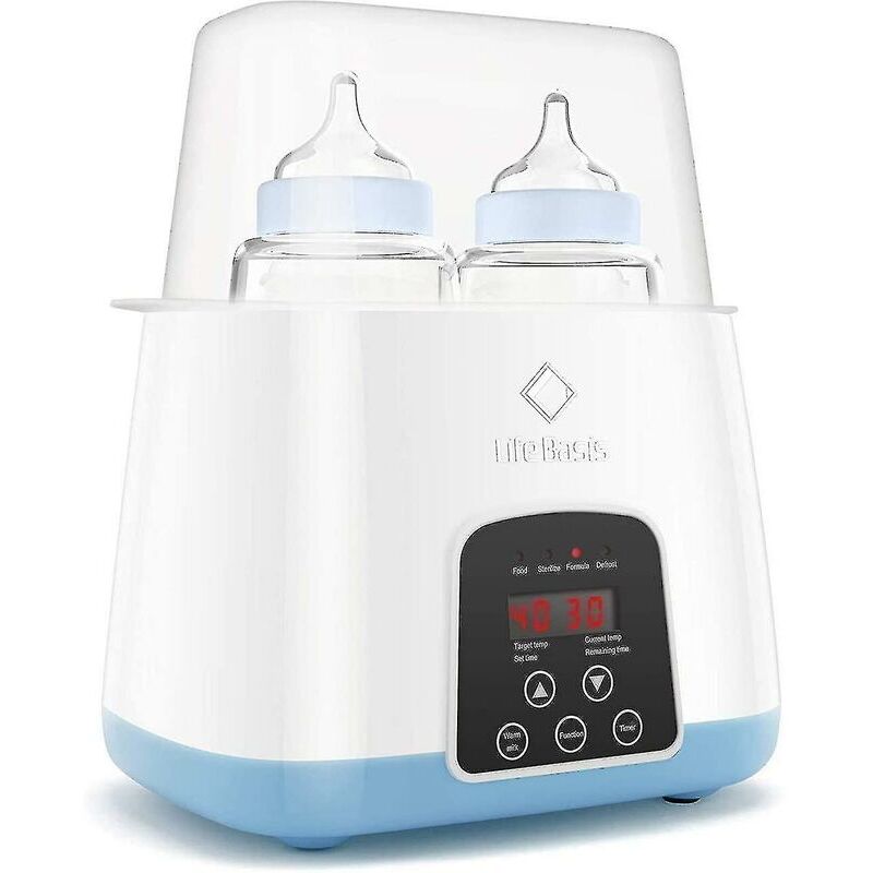 Baby Bottle Warmer & Bottle Sterilizer, 6 In 1 Double Bottle Warmer For Breast Milk, Baby Food Heater With Lcd Display Accurate Temperature Control,-