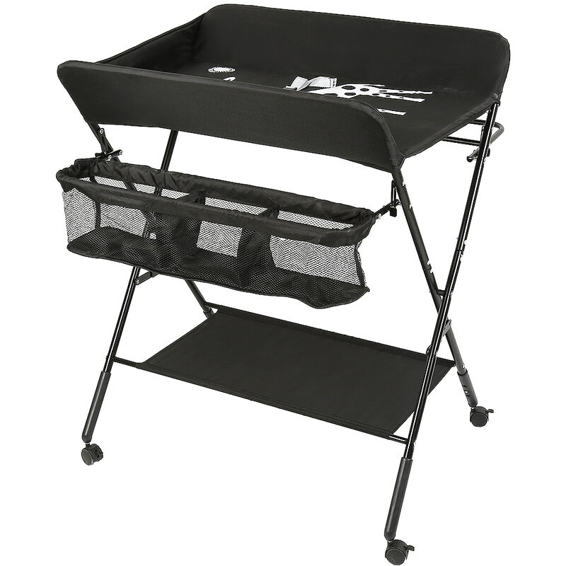 Dyhf - Baby changing table Table à Langer Bébé Pliante avec Panier de Rangement à Côté Structure en Fer Charge noir - Noir