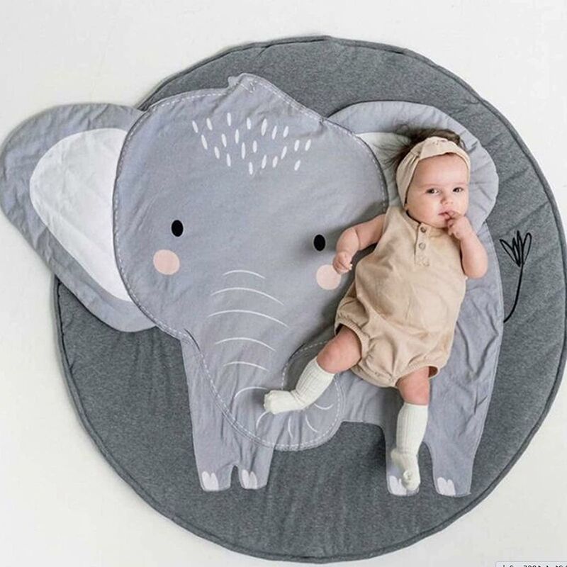 Baby crawling mat, cotton play mat, foldable baby floor mat, odorless baby play mat, baby mat (elephant)