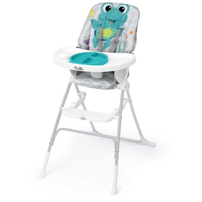 BABY EINSTEIN NEPTUNE Chaise haute bébé de 6 mois a 3 ans inclus: tapis d'eau, assiette sécurisé, tablette et poche de rangement