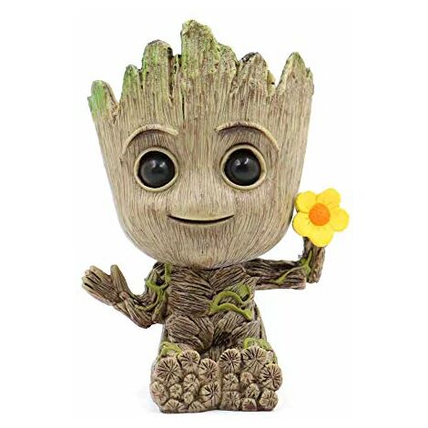 Baby Groot Pot de Fleur - Figurine d'action pour Plantes et stylos du Film Classique - Parfait comme Cadeau - Je s'appelle BÉBÉ Groot (Fleur) 12,5x10x8cm
