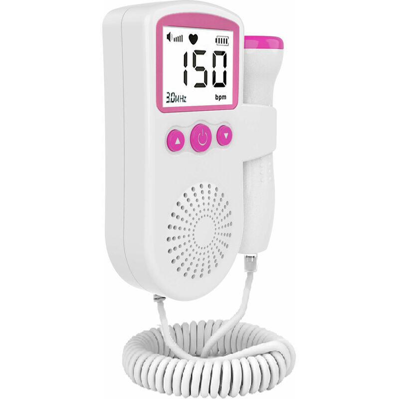 Baby heart rate monitor, pink backlit lcd display