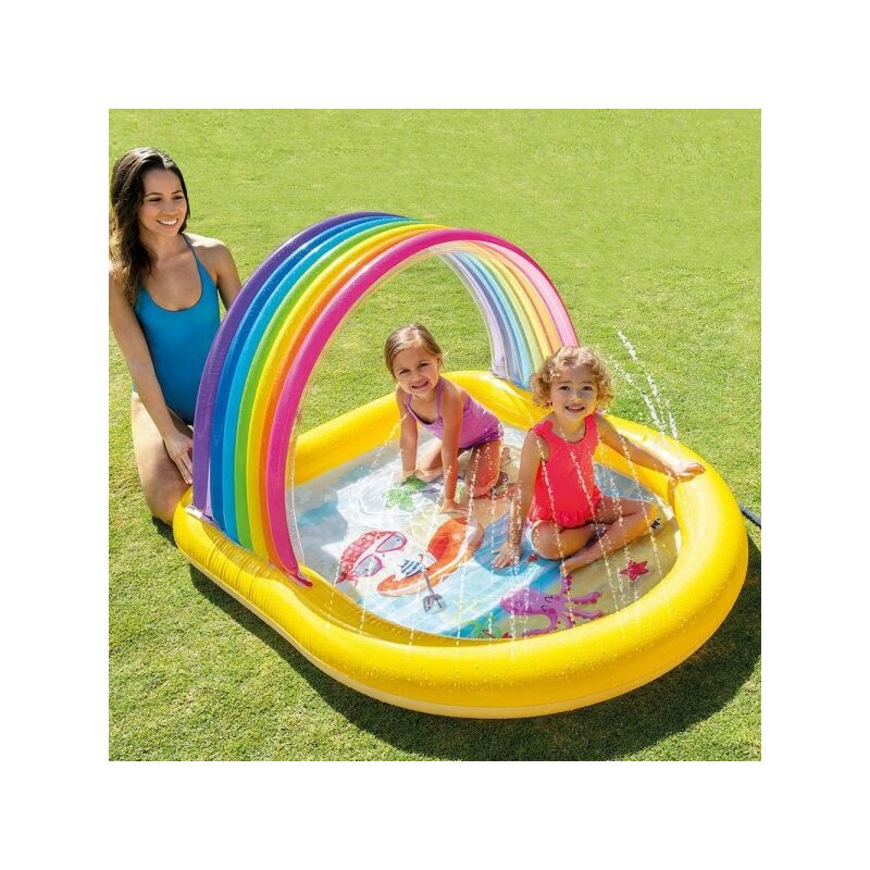 Trade Shop Traesio - Piscina Hinchable Bebe 2+Años Rainbow 147X130X86Cm Con Parasol Splashes 57156