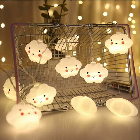 Baby Kids Cute Lamp Bedroom Light Hallway Decor Small Night Light Halloween Christmas Holiday String Lights 10 LED with Battery Powered Party Classroom Dining Room Decor (Cloud)