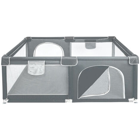 Baby-Laufstall 120 x 160 x 66 Kinder-Aktivitätszentrum, Laufstall mit Sicherheitsbarriere und rutschfester Unterseite, Tragetasche, Dunkelgrau