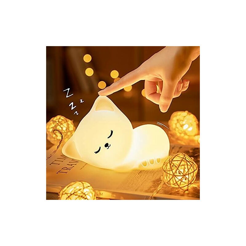 Baby Night Light, Rechargeable Cat Baby Child Night Light, Portable LED Baby Night Light for Adult Girl, Touch Bedside Lamp, Portable Silicone Night