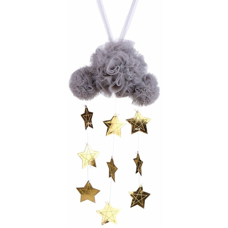 

Baby Nursery Techo Decoracion movil Nube de malla y estrellas Decoracion colgante para cuna de bebe Ninos Habitacion de ninos,Estrellas grises,