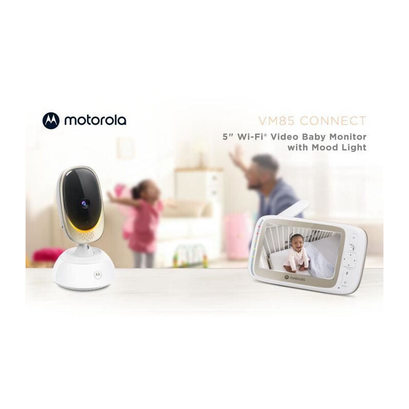 Motorola - Baby Phone Vidéo connecté Audio Bidirectionnel - Détection de Mouvement et Son-Vision Nocturne - VM85