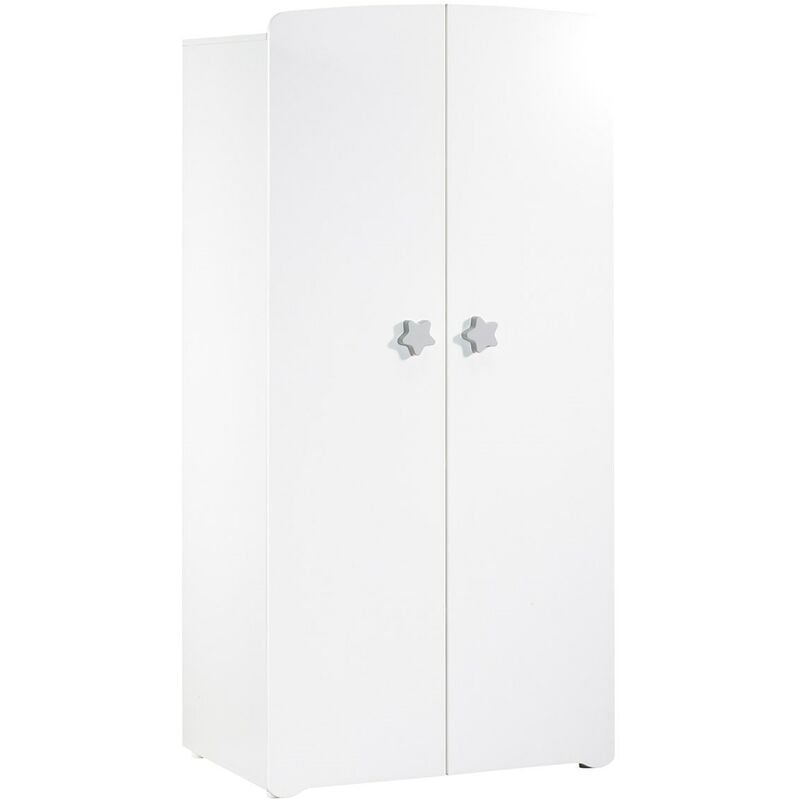 Les Tendances - Armoire Basic 2 portes boutons étoile gris babyprice - color