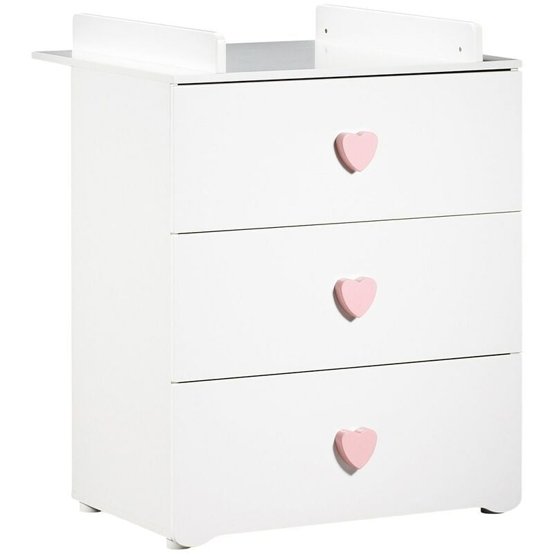 Commode Basic 3 tiroirs boutons rose avec dispositif à langer BABYPRICE - color