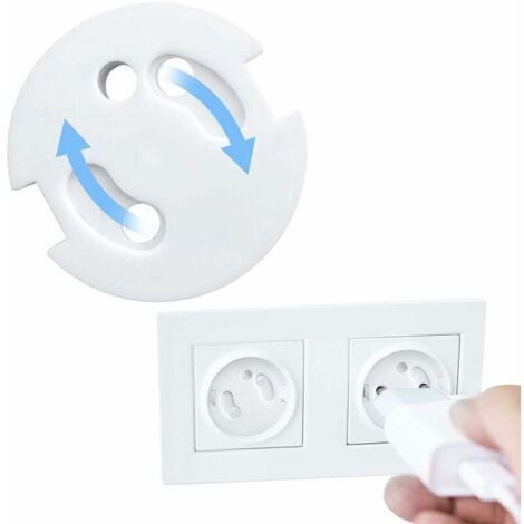 Baby Socket Covers (French) – Baby Socket Protectors – Socket Covers – Child Safety – Rotating Mechanism, 10 Pieces
