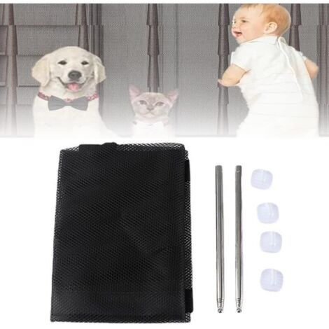 Baby stair safety net, balcony safety net, high stair safety net, dog safety gate with sturdy hook and post, black 180 × 72 cm