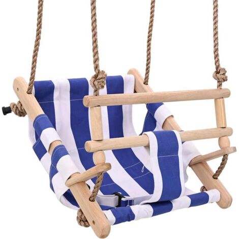 Baby Swing with Safety Belt Cotton Wood Blue vidaXL