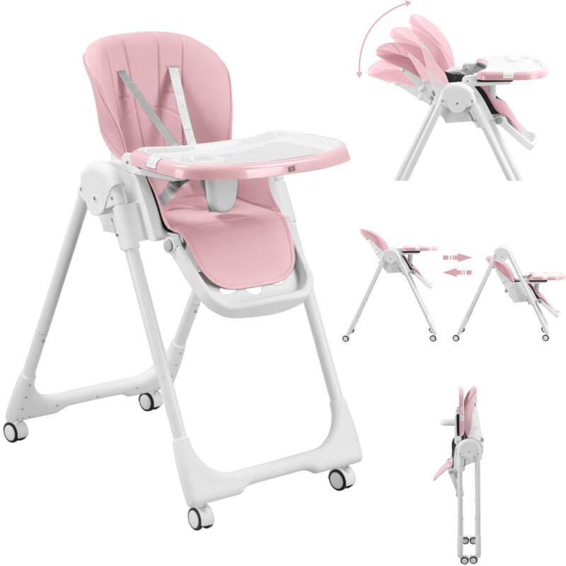 Chaise Haute pour Bébé / Enfant en Plastique - Tippy en Bubblegum - Baby Vivo