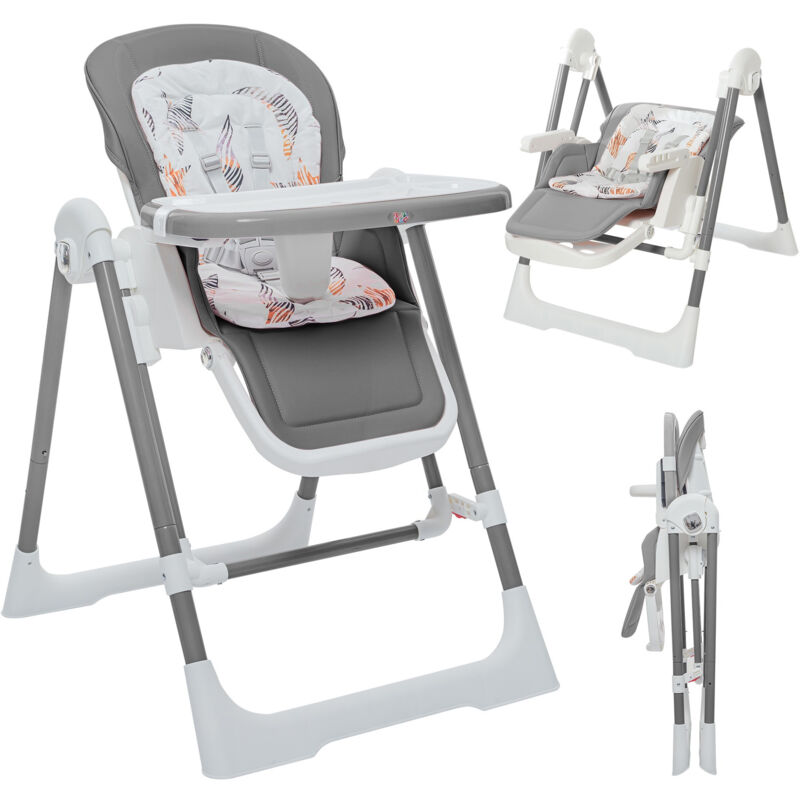 3in1 Chaise Haute / Transat réglable pour enfants - Lulu en Gris - Baby Vivo
