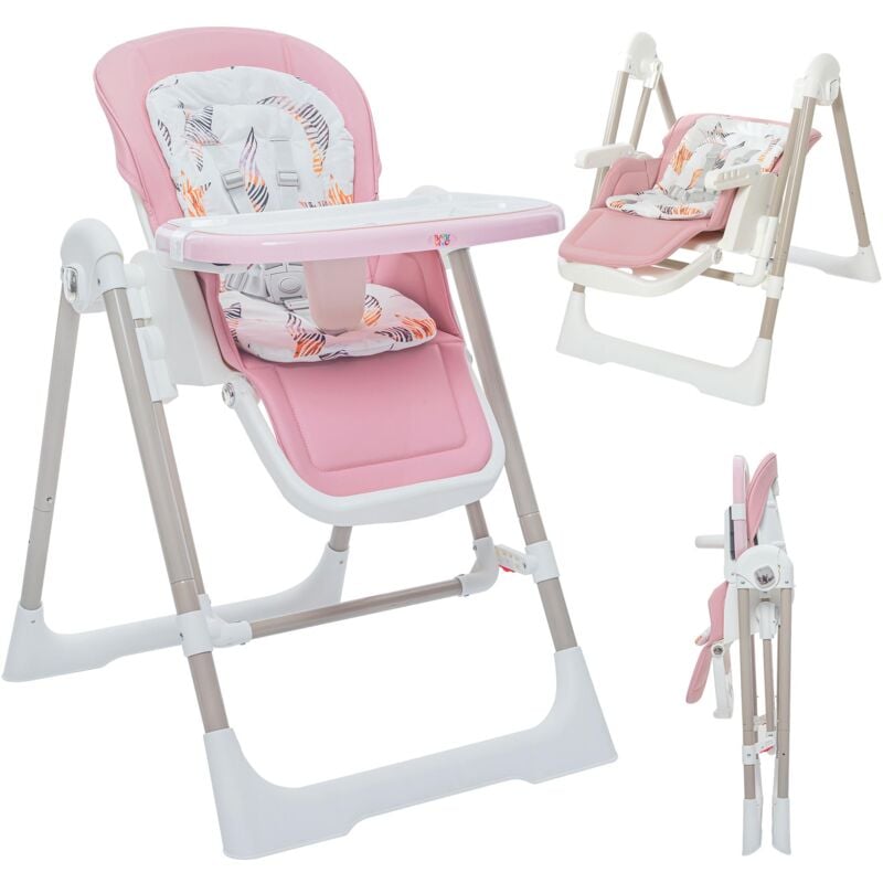 Baby Vivo - 3in1 Chaise Haute / Transat réglable pour enfants - Lulu en Rose