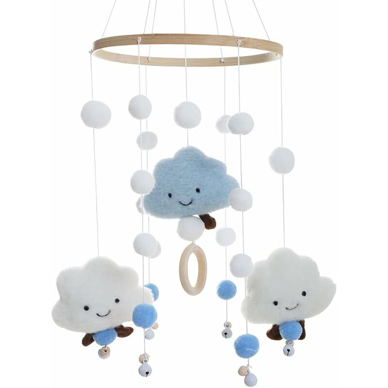 Baby Wind Chimes, Mobile Wind Chimes, Crib Wind Chime Mobile, Baby Bell Crib Mobile Bebe, Cloud Felt Balls