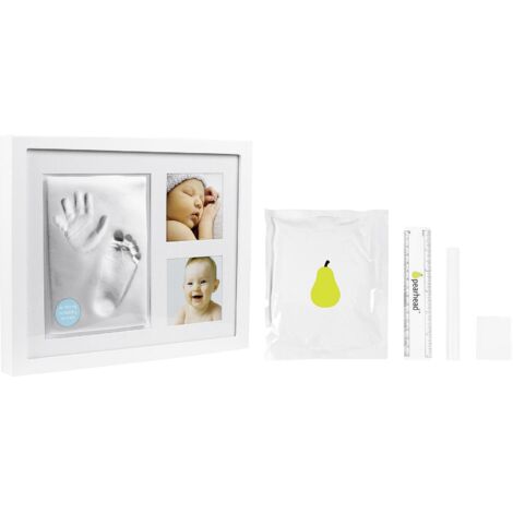 Babyabdruck Fotorahmen "Baby" für 2 Fotos und Hand- und Fußabdruck