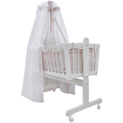 Babybett , Beige, 100 x 77 cm mit Rollen, Vitalispa