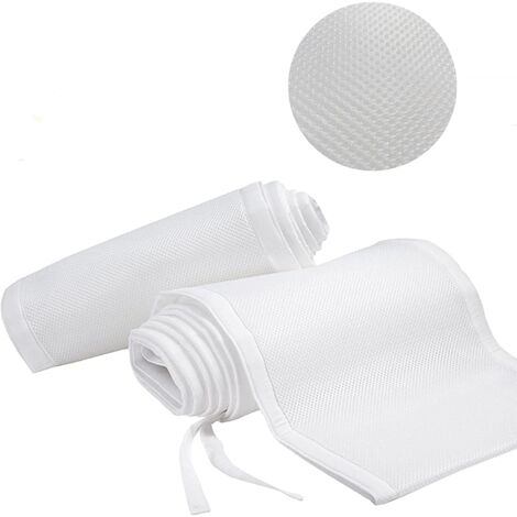 Babybettumrandung 340/160x30cm, Weiß Babybettumrandung 3D-Netzfutter Sicher für die Luftzirkulation für Babybett Geeignet für alle Arten von Kinderbetten