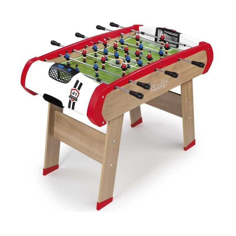 Babyfoot Powerplay 4 en 1 - Babyfoot, billart, palet et ping pong - 120x90x86 - Des 8ans - Smoby
