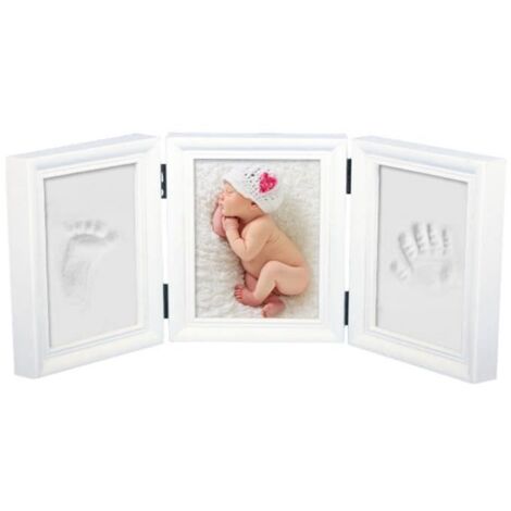 Babyin Kit de souvenir pour bébé Empreinte main ou pieds avec cadre en bois - Blanc