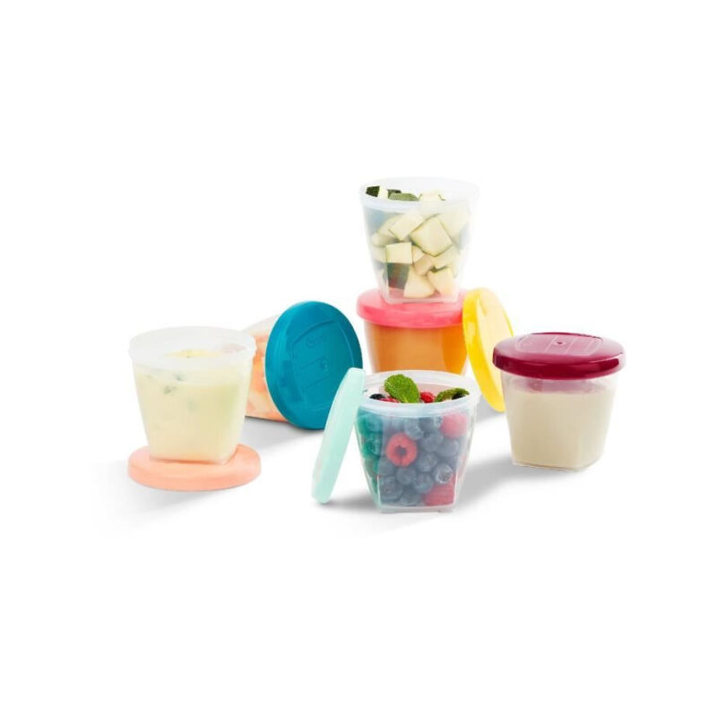 Baby Moov - babymoov Babybols lot de 6 pots de conservation pour bébé 250ml, gradués, garantis sans bpa, hermétiques, surface réinscrip