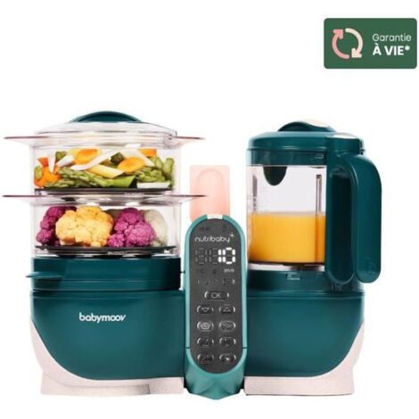 Babymoov Nutribaby+ - Robot Multifunzionale 6 in 1 - Cuociriso/Vivificazione, Verde Opalino