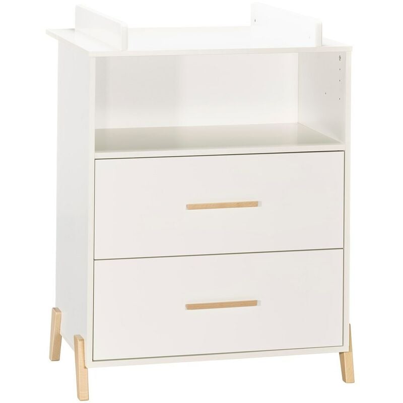 Commode Joy naturel 2 tiroirs 1 niche avec dispositif à langer babyprice - color