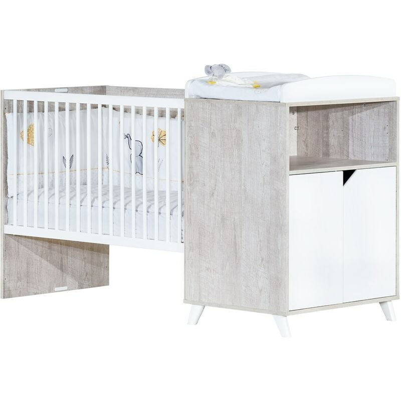 Les Tendances - Lit combiné évolutif Scandi gris 120x60cm en 190x90cm babyprice - color