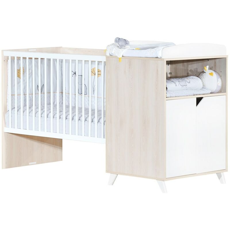 Les Tendances - Lit combiné évolutif Scandi naturel 120x60cm en 190x90cm babyprice - color