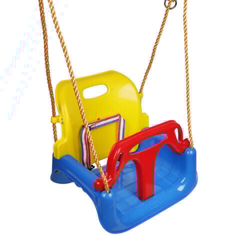 AQRAU Babyschaukel 3-in-1 Schaukel Kinderschaukel outdoor, Hochwertige Schaukel inkl. Rückenlehne & Anschnallgurt