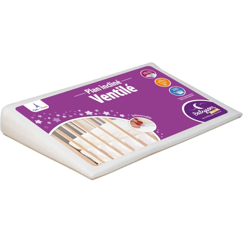 Plan incliné Ventilé 70x35 cm Inclinateur 10° Limite les Reflux et les Régurgitations Déhoussable Oeko-Tex® Fabrication française - Babysom