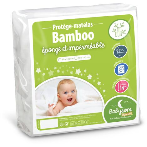 Babysom - Protège Matelas / Alèse Bébé - Bamboo - 60x120 cm - Imperméable - Doux et Respirant - Bouclette éponge