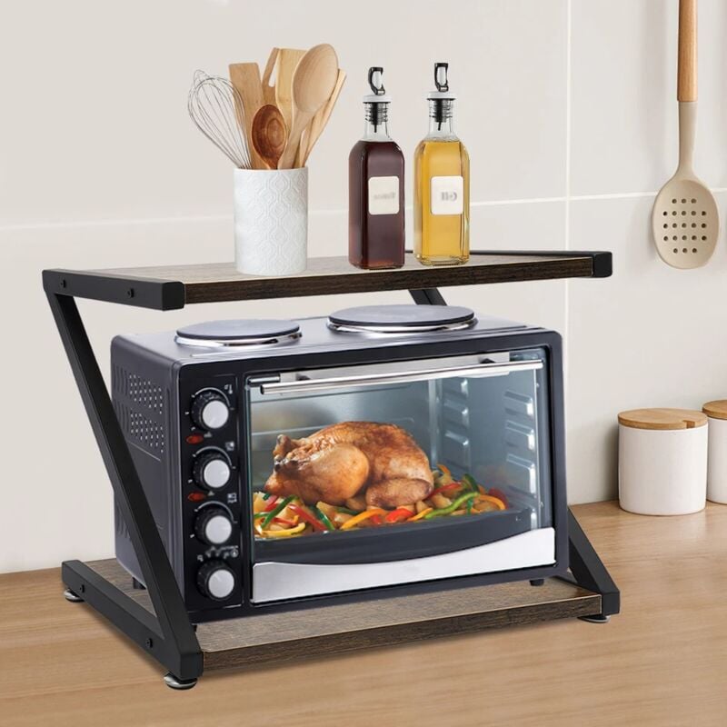 Senderpick - Support d'imprimante à 2 niveaux en bois - Support pour imprimante scanner - Organiseur de bureau - Support d'écran - Support pour écran