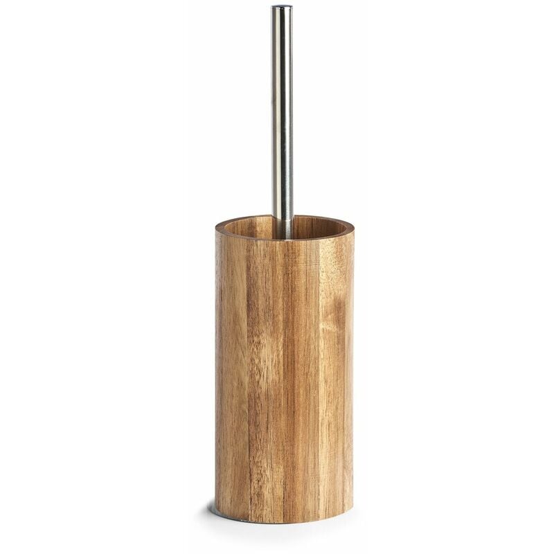 Zeller - Bac à brosse wc + brosse, bois d'acacia