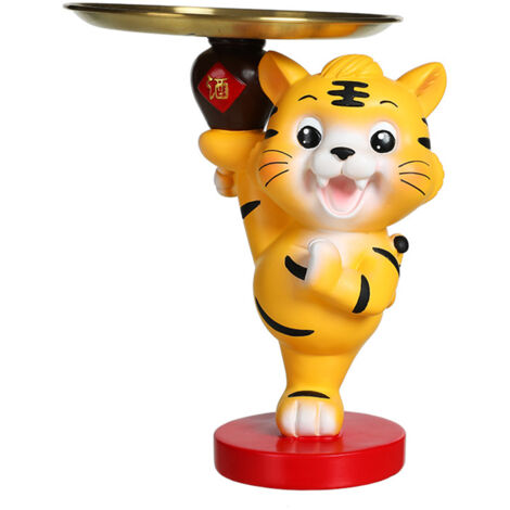 Bac à Clés en Résine, Support Décoratif Tigre 21cm Récipient Céramique Statue Décoration Entrée Salon porte Bijoux Dessert Chocolat