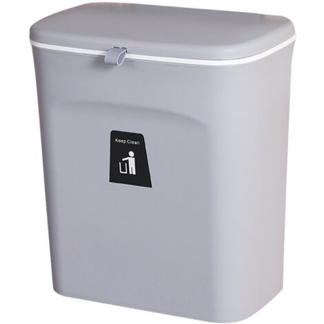 Bac à compost de cuisine de 2,4 gallons, pouvant être placé sur le comptoir ou sous l'évier, petite poubelle suspendue avec couvercle.