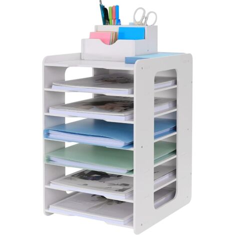 Bac à courrier - Organisateur de Bureau - Porte-Documents A4 - pour la Maison, Le Bureau, l'école (7 Niveaux)