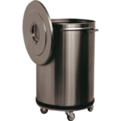 BAC A DECHETS INOX ROULANT  90 LITRES