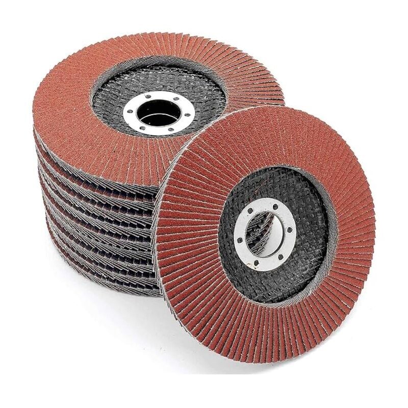 SNQ - Bac à disques │ Rouge │ 10 pièces │ Diamètre 125mm │ Trou 22mm │ 40/60/80/120 grains │ Acier inoxydable │ Disque de ponçage │ Lamelle │ Disque