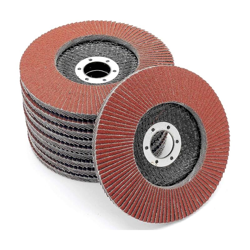 Bac à disques │ Rouge │ 10 pièces │ Diamètre 125mm │ Trou 22mm │ 40/60/80/120 grains │ Acier inoxydable │ Disque de ponçage │ Lamelle │ Disque de