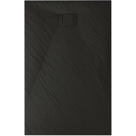 Receveur bac de douche anthracite effet pierre ardoise en résine extra-plat smc