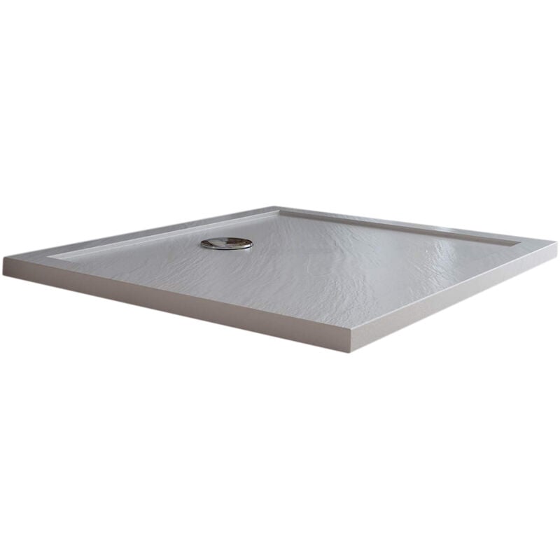 Bac à douche bordé effet pierre blanc en acrylique mod. Flower 80X120X4 rectangulaire