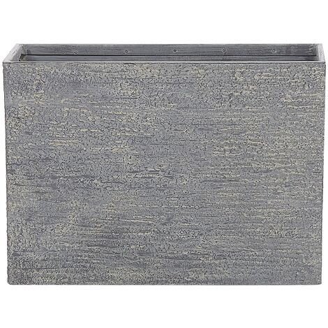 Bac à Fleur Rectangulaire Gris 34 x 80 x 56 cm en Pierre et Résine avec Trou de Drainage pour Jardin ou Terrasse Moderne et Minimaliste Beliani