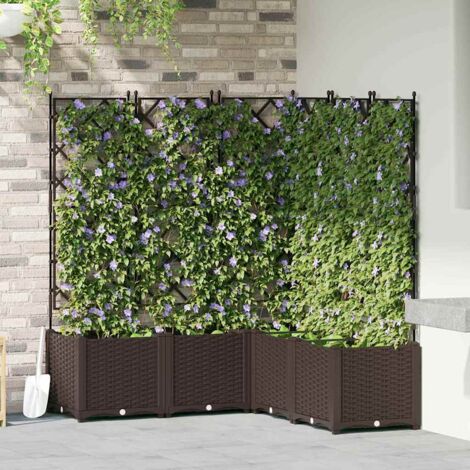 Bac à fleurs avec Treillis 5 pcs Marron 120 x 120 x 143 cm PP vidaXL